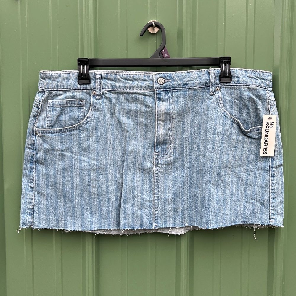 Cotton Denim Mini Skirt Raw Hem Size XXL